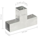 stolpebeslag T-form 4 stk. 71x71 mm galvaniseret metal