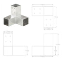 stolpebeslag Y-form 71x71 mm galvaniseret metal