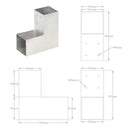 stolpebeslag L-form 81x81 mm galvaniseret metal