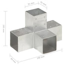 stolpebeslag X-form 4 stk. 91x91 mm galvaniseret metal