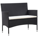 haveloungesæt 5 dele med hynder polyrattan sort