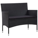 haveloungesæt 5 dele med hynder polyrattan sort