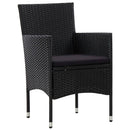 haveloungesæt 5 dele med hynder polyrattan sort