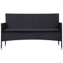 haveloungesæt 5 dele med hynder polyrattan sort