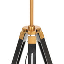 gulvlampe med trefod 141 cm massivt teaktræ sort og guldfarvet