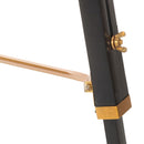 gulvlampe med trefod 141 cm massivt teaktræ sort og guldfarvet