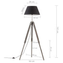 gulvlampe med trefod 141 cm massivt teaktræ sort og guldfarvet