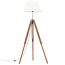 gulvlampe med trefod 141 cm massivt teaktræ honningbrun og hvid