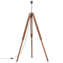 gulvlampe med trefod 141 cm massivt teaktræ honningbrun og hvid
