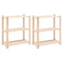 reoler 2 stk. 3 hylder 80x38x90 cm massivt fyrretræ 150 kg
