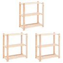 reoler 3 stk. 3 hylder 80x38x90 cm massivt fyrretræ 150 kg