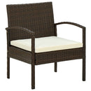 havestol med hynde polyrattan brun