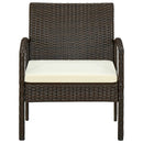 havestol med hynde polyrattan brun