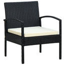 havestol med hynde polyrattan sort