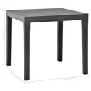 havebord 78 x 78 x 72 cm plastik antracitgrå