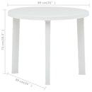 havebord 89 cm plastik hvid