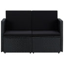 2-personers havesofa med hynder polyrattan sort