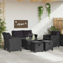 sofasæt til haven 6 dele med hynder polyrattan sort