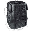 kompostbeholder 93,3x93,3x113 cm 740 l sort