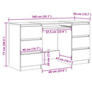 skrivebord 140x50x77 cm konstrueret træ sort
