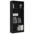 bogreol med 4 hylder 60x24x142 cm konstrueret træ sort