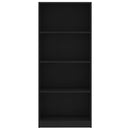 bogreol med 4 hylder 60x24x142 cm konstrueret træ sort