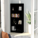 bogreol med 4 hylder 60x24x142 cm konstrueret træ sort