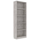 bogreol 60x24x175 cm 5 hylder konstrueret træ betongrå