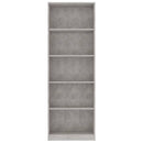 bogreol 60x24x175 cm 5 hylder konstrueret træ betongrå