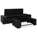 loungesæt til haven 3 dele polyrattan sort