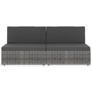2-personers sofa modulær polyrattan grå