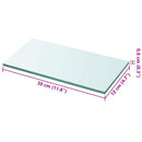 hylder 2 stk. glaspanel 30 x 12 cm klar