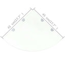 hjørnehylder m. krombeslag 2 stk. 45x45 cm glas klar