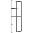 skydedør 76x205 cm aluminium og sikkerhedsglas sort