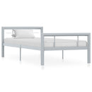sengestel 90x200 cm metal grå og hvid