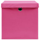 opbevaringskasser med låg 4 stk. 32x32x32 stof pink