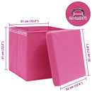 opbevaringskasser med låg 4 stk. 32x32x32 stof pink