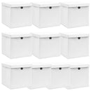 opbevaringskasser med låg 10 stk. 32x32x32 stof hvid