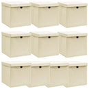 opbevaringskasser med låg 10 stk. 32x32x32 stof cremefarvet