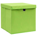 opbevaringskasser med låg 10 stk. 32x32x32 stof grøn
