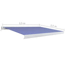 kassettemarkise m. motor 350x250 cm blå og hvid