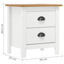 sengebord Hill 2 stk. 46x35x49,5 cm massivt fyrretræ hvid