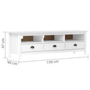tv-bord Hill 158x40x47 cm massivt fyrretræ hvid