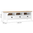 tv-bord Hill 158x40x47 cm massivt fyrretræ hvid