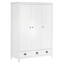 klædeskab med 3 låger Hill 127x50x170 massivt fyrretræ hvid