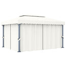 pavillon med gardin 4x3 m aluminium cremefarvet
