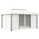 pavillon med gardin 4x3 m aluminium cremefarvet