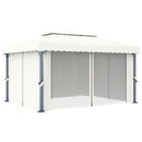 pavillon med gardin 4x3 m aluminium cremefarvet