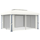 pavillon med gardin 4x3 m aluminium cremefarvet