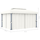 pavillon med gardin 4x3 m aluminium cremefarvet